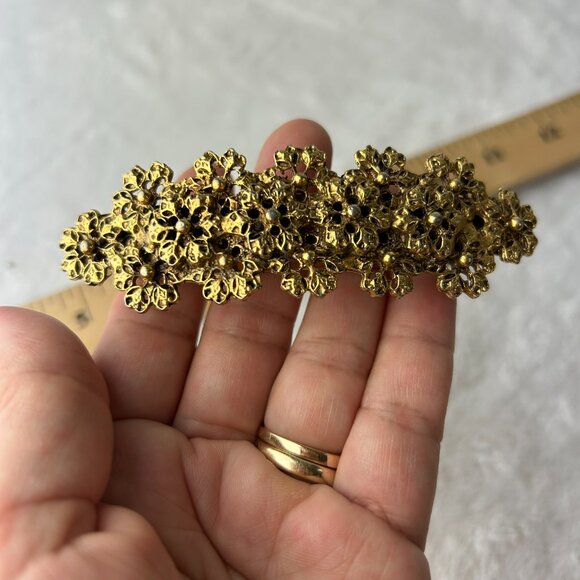 French Vintage Barrette Gold Tone Filigree Hair Clip main image 5